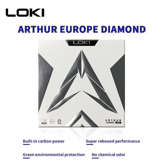 Loki Arthur Europe Diamond Table Tennis Rubber | ITTF Approved Professional Sticky Rubber with Carbon Cake Sponge for Spin, Speed & Control (39° Hardness, 2.2mm)