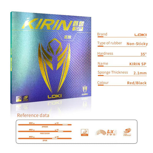 LOKI Kirin SP Short Pips Table Tennis Rubber – ITTF Approved, High-Speed Attack with LOXA Sponge (Red/Black, 2.1mm)