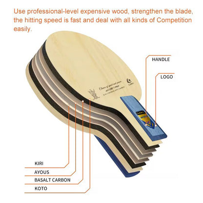 LOKI Rxton 7 Pro | 5-ply wood + 2 layers of basalt carbon| Professional Table Tennis Blade