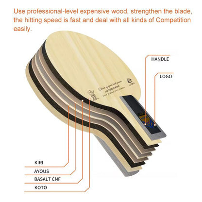 LOKI Rxton 9 Pro Table Tennis Blade – 5 Wood + 2 Basalt Carbon | Speed & Power for Advanced Players