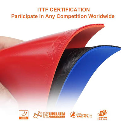 LOKI Rxton VII Table Tennis Rubber – High Speed & Spin, Kunlun Energy Sponge, Hyper Energy X Technology (Red/Black, ITTF Approved)