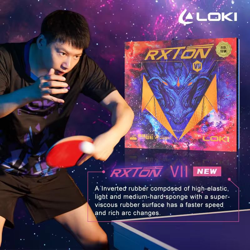 LOKI Rxton VII Table Tennis Rubber – High Speed & Spin, Kunlun Energy Sponge, Hyper Energy X Technology (Red/Black, ITTF Approved)