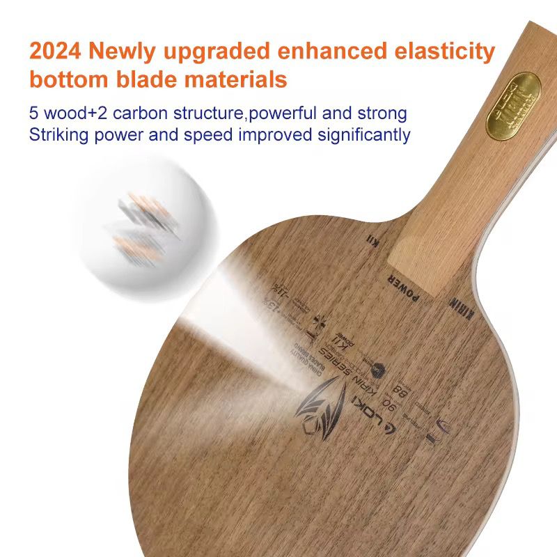 Loki Kirin K11 Walnut Carbon Power Blade – 5 Ply Wood + 2 Carbon Offensive Table Tennis Blade