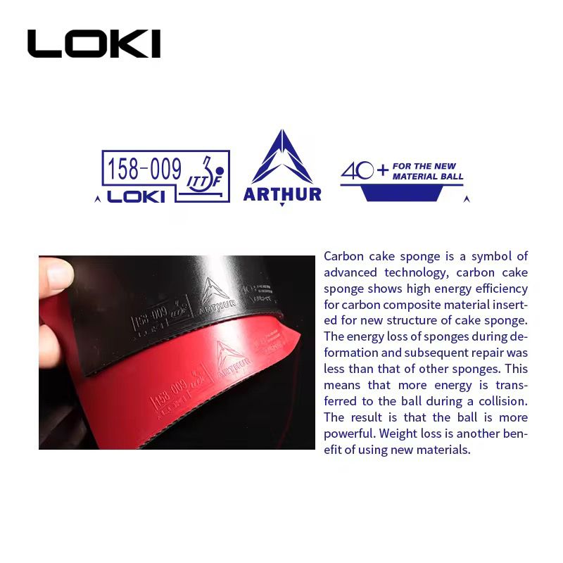 Loki Arthur Europe Diamond Table Tennis Rubber | ITTF Approved Professional Sticky Rubber with Carbon Cake Sponge for Spin, Speed & Control (39° Hardness, 2.2mm)