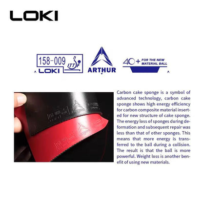 Loki Arthur Europe Diamond Table Tennis Rubber | ITTF Approved Professional Sticky Rubber with Carbon Cake Sponge for Spin, Speed & Control (39° Hardness, 2.2mm)