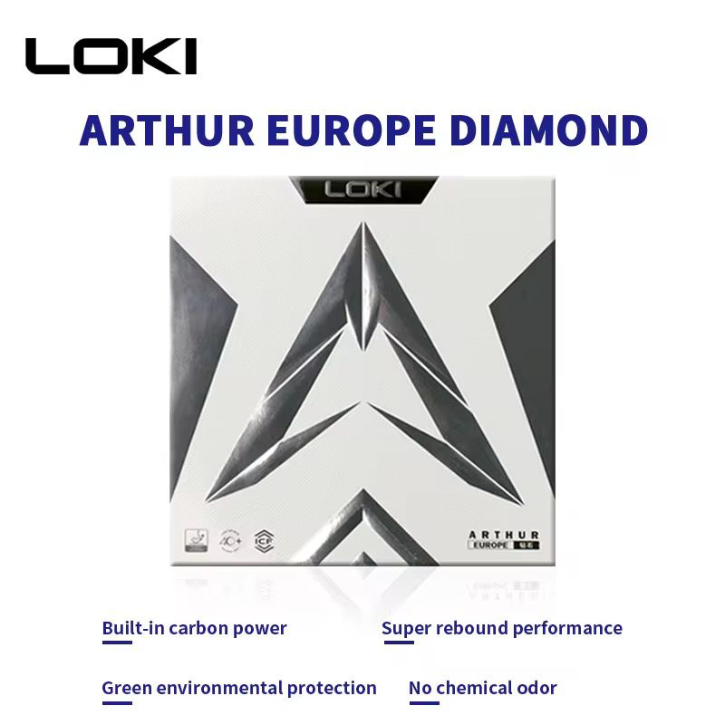 Loki Arthur Europe Diamond Table Tennis Rubber | ITTF Approved Professional Sticky Rubber with Carbon Cake Sponge for Spin, Speed & Control (39° Hardness, 2.2mm)