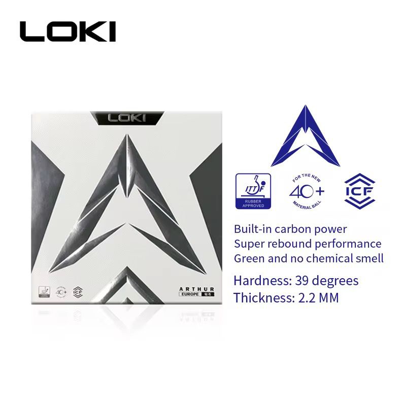 Loki Arthur Europe Diamond Table Tennis Rubber | ITTF Approved Professional Sticky Rubber with Carbon Cake Sponge for Spin, Speed & Control (39° Hardness, 2.2mm)