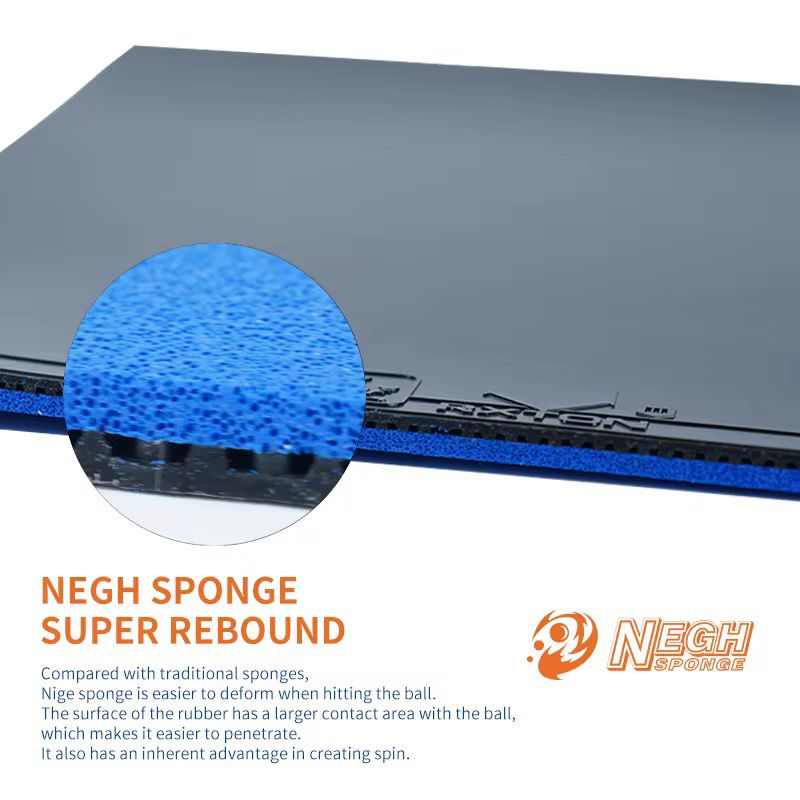 LOKI Rxton 3 Pro Blue Sponge Table Tennis Rubber – High Spin, Power & Precision (Black, 2.1mm, 40° Hardness)