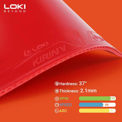 LOKI Kirin K5 Table Tennis Rubber (Non-Sticky, 37° Hardness, High Spin & Arc Control, ITTF Approved)
