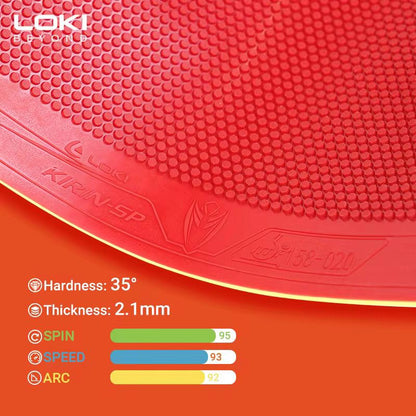 LOKI Kirin SP Short Pips Table Tennis Rubber – ITTF Approved, High-Speed Attack with LOXA Sponge (Red/Black, 2.1mm)