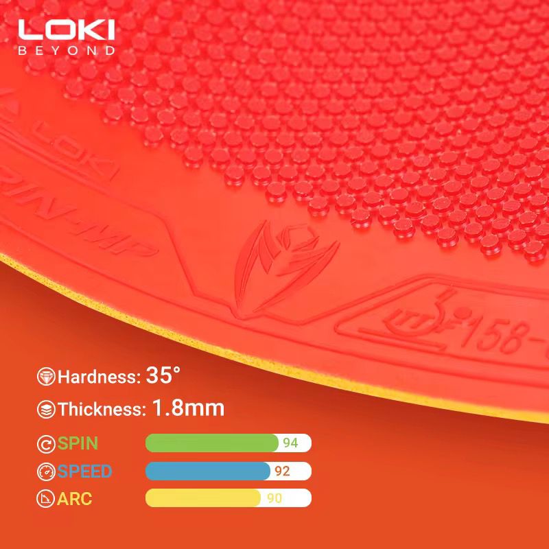 LOKI Kirin MP Table Tennis Rubber | High Elastic NEGH Sponge | ITTF Approved Pips-Out Rubber for Fast Attack & Spin Control | (Red/Black), 1.8mm