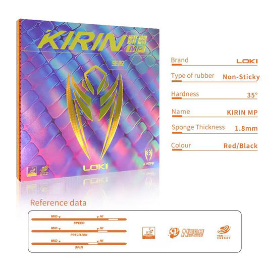 LOKI Kirin MP Table Tennis Rubber | High Elastic NEGH Sponge | ITTF Approved Pips-Out Rubber for Fast Attack & Spin Control | (Red/Black), 1.8mm