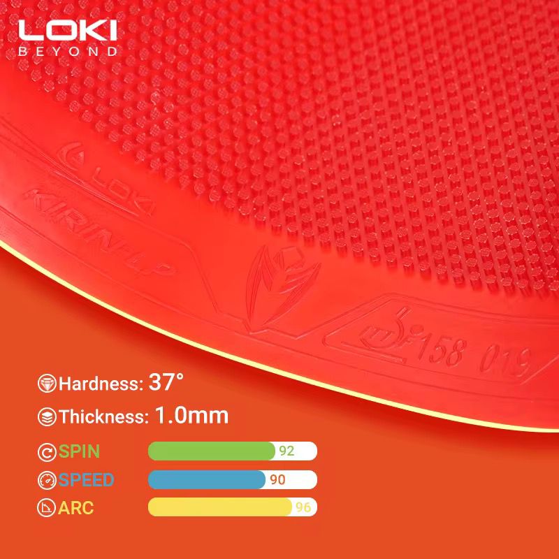 LOKI Kirin LP Long Pips Table Tennis Rubber – ITTF Approved Defensive Rubber for Maximum Control & Disturbance (1.0mm, Red/Black)
