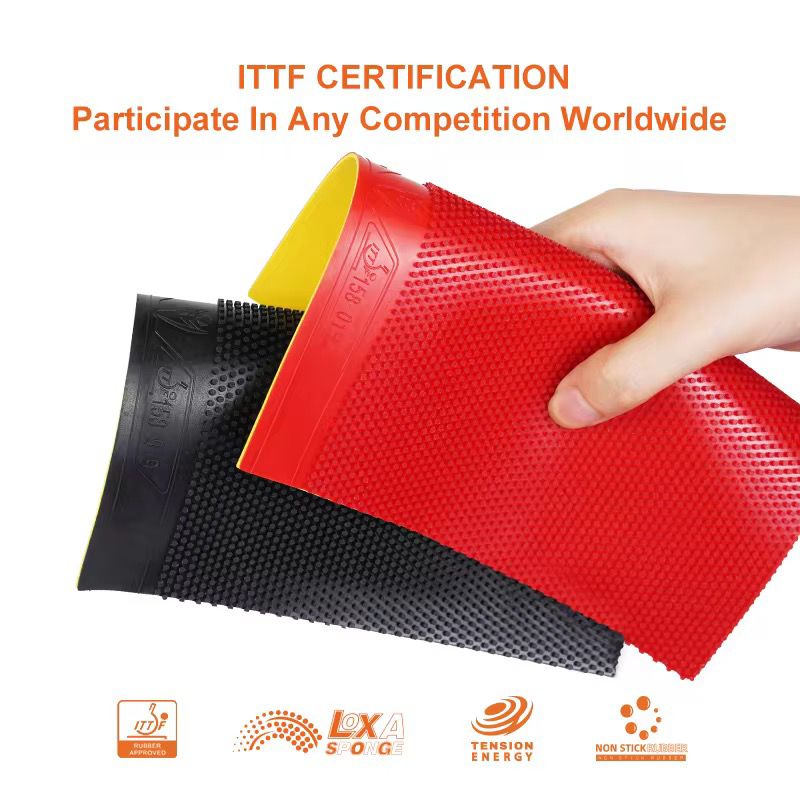 LOKI Kirin LP Long Pips Table Tennis Rubber – ITTF Approved Defensive Rubber for Maximum Control & Disturbance (1.0mm, Red/Black)