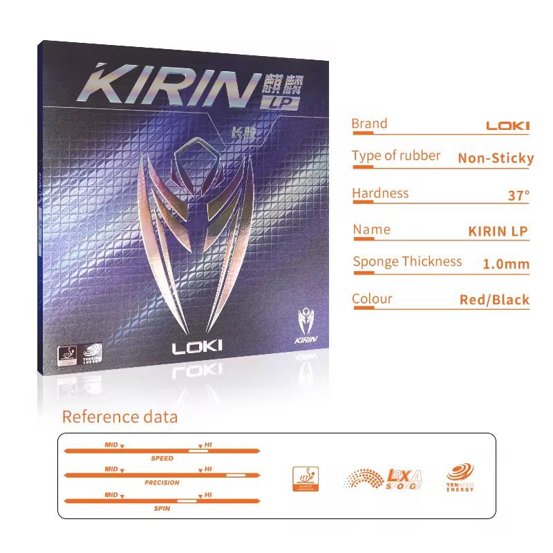 LOKI Kirin LP Long Pips Table Tennis Rubber – ITTF Approved Defensive Rubber for Maximum Control & Disturbance (1.0mm, Red/Black)