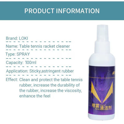 LOKI Table Tennis Racket Rubber Spray Cleaner (100ml) Long-Lasting Grip & Protection