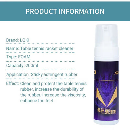 LOKI Rxton 200ml Foam Table Tennis Rubber Cleaner – Long-Lasting Cleaning & Protection Spray for Ping Pong Racket Rubbers