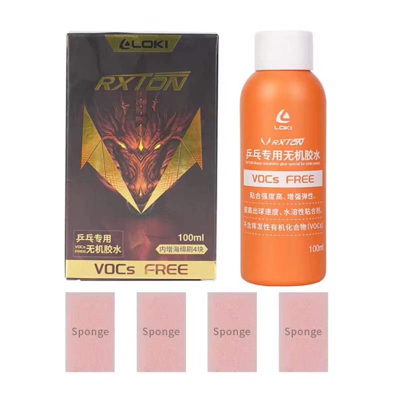 LOKI Rxton VOC-Free Table Tennis Inorganic Glue (100ml) | High Bond Strength, Elasticity & Safe Water-Based Adhesive with 4 Sponge Brushes