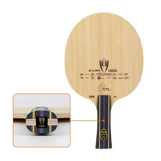 Loki Kirin K3 Table Tennis Blade | 5 Ply Wood + 2 Nano Carbon | Professional Offensive Blade for Speed & Power